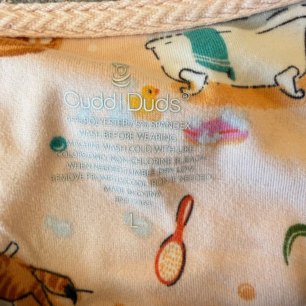 Cuddl Duds Women's Peach "Cat Spa" Pajamas Size L - Picture 5 of 7